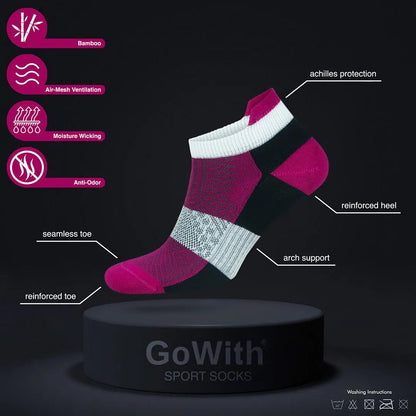 GoWith Women's Bamboo Low Cut Athletic Running&Golf Socks with Arch Support - Multicolor - Angler's Pro Tackle & Outdoors