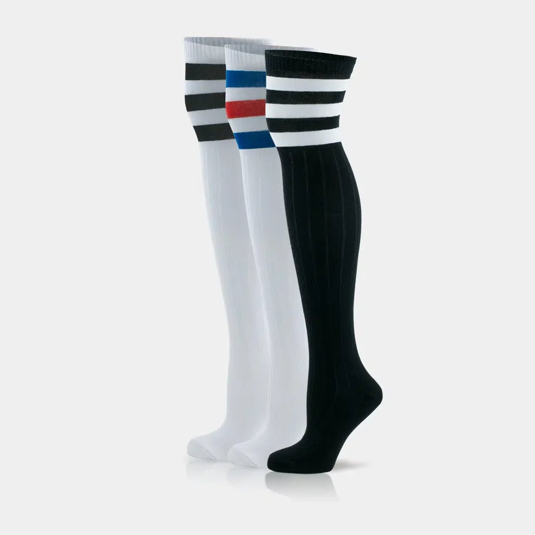 GoWith Women's Cotton Over The Knee Black and White Striped Socks - Angler's Pro Tackle & Outdoors