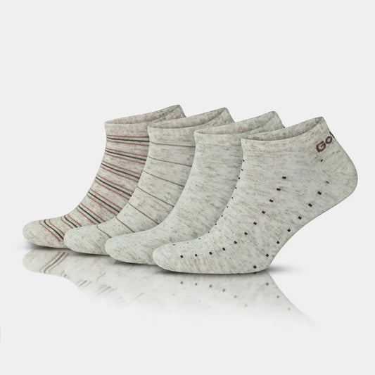 GoWith Women's Low Cut Linen & Cotton Blend Striped Socks - Ecru - Angler's Pro Tackle & Outdoors