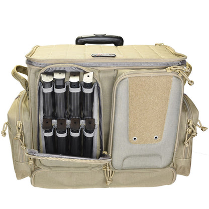 GPS Tactical Rolling Range Case Bag For Shooting Gear, 10 Handguns, & Ammo, Tan - Angler's Pro Tackle & Outdoors