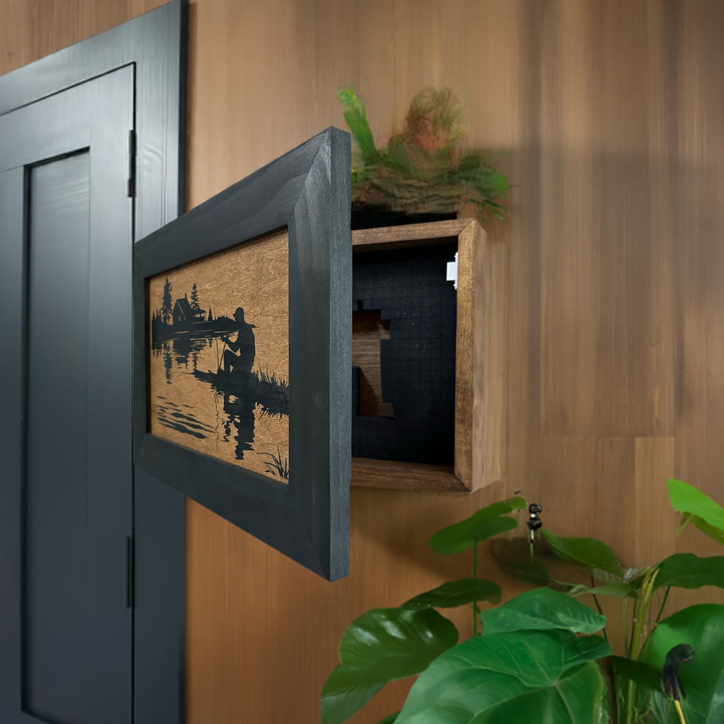 Bellewood Designs - Hidden Gun Storage Cabinet I'd Rather Be Fishing