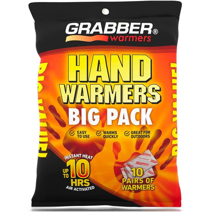 TRAPSKI Grabber Hand Warmers - Long Lasting Safe Natural Odorless Air Activated Warmers - Up to 10 Hours of Heat - 10 Pair Pack