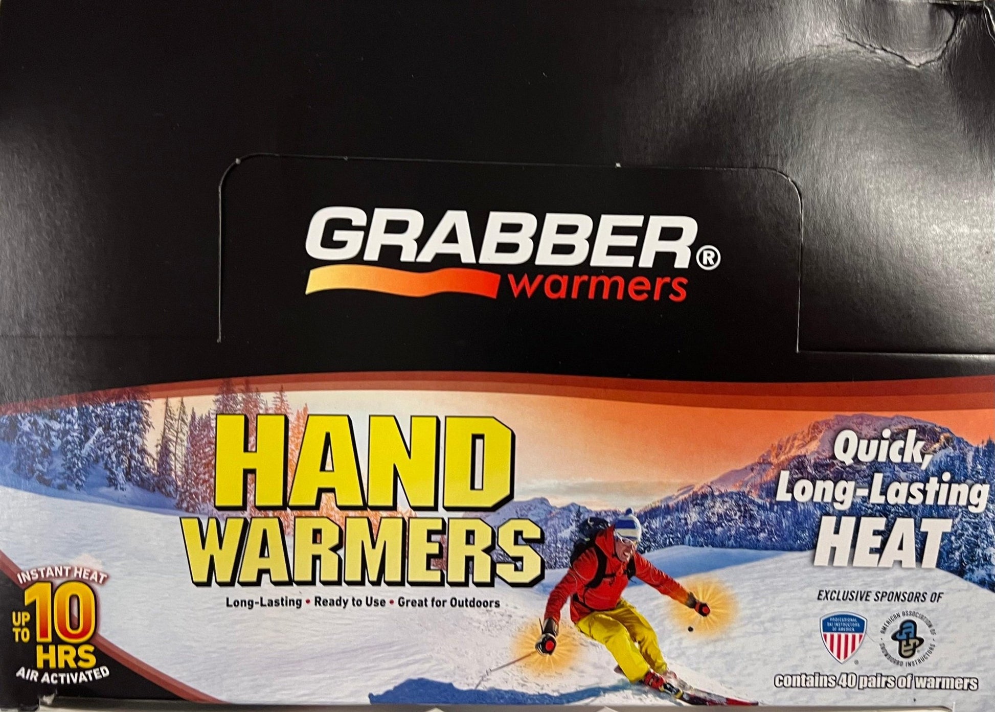 Grabber Ski & Ride Hand Warmers - Long Lasting Natural Odorless Air Activated Warmers - Up to 10 Hours of Heat - 40 Pair Box - Angler's Pro Tackle & Outdoors