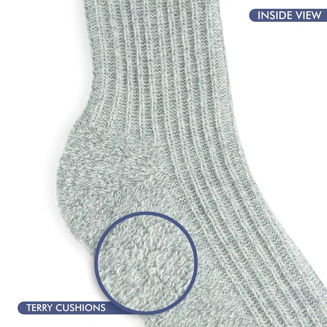 GoWith Men's Merino Wool Extra Thick Terry Sole Fuzzy Crew Socks