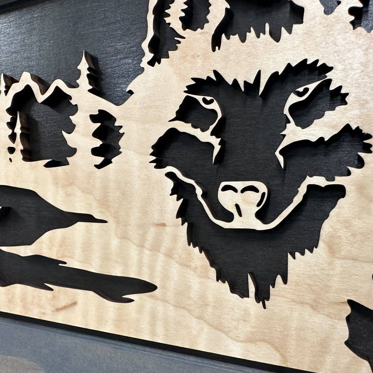 Bellewood Designs - Wall-Mounted Gun Cabinet Wolf Scenery Wall Decoration - Gun Safe To Securely Store Your Gun In Plain Sight