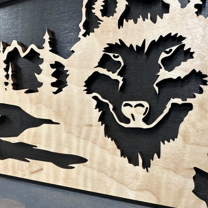 Bellewood Designs - Wall-Mounted Gun Cabinet Wolf Scenery Wall Decoration - Gun Safe To Securely Store Your Gun In Plain Sight