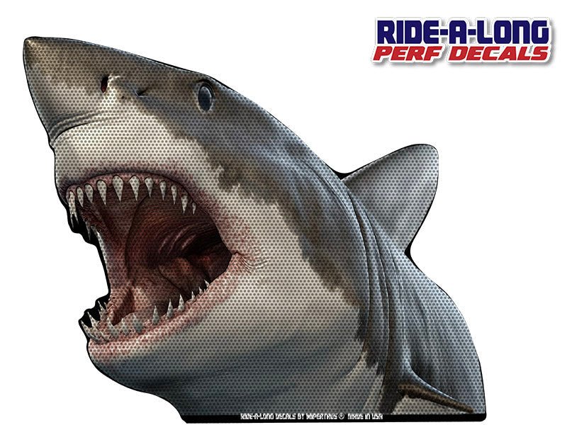 Great White Shark *RIDE A LONG* Perforated Decal - Angler's Pro Tackle & Outdoors