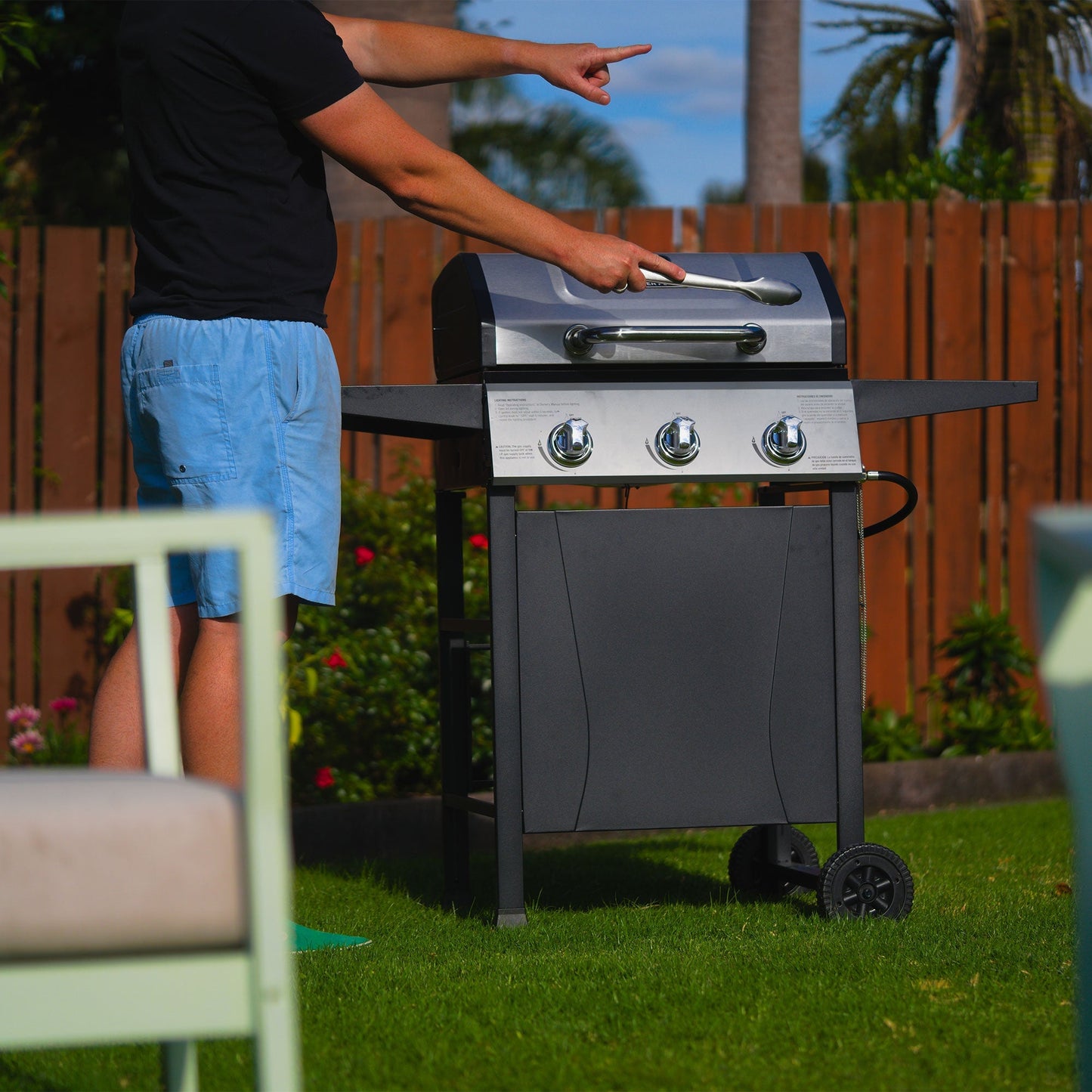 Grill Boss 27,000 BTU 3 Burner Gas Grill with Wheels, Cover, and Side Shelves - Angler's Pro Tackle & Outdoors