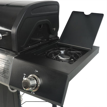 Grill Boss 4 - Burner Gas Grill with Side Burner, Cover, Shelves, & Bottle Opener - Angler's Pro Tackle & Outdoors