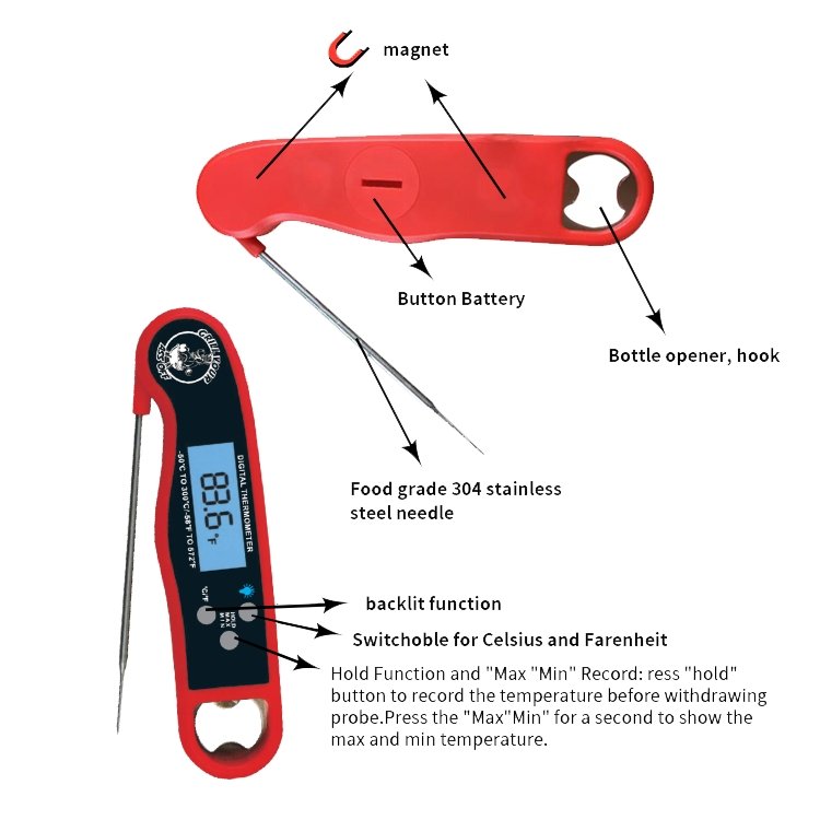 Grill Your Ass Off Instant Read Thermometer - Angler's Pro Tackle & Outdoors