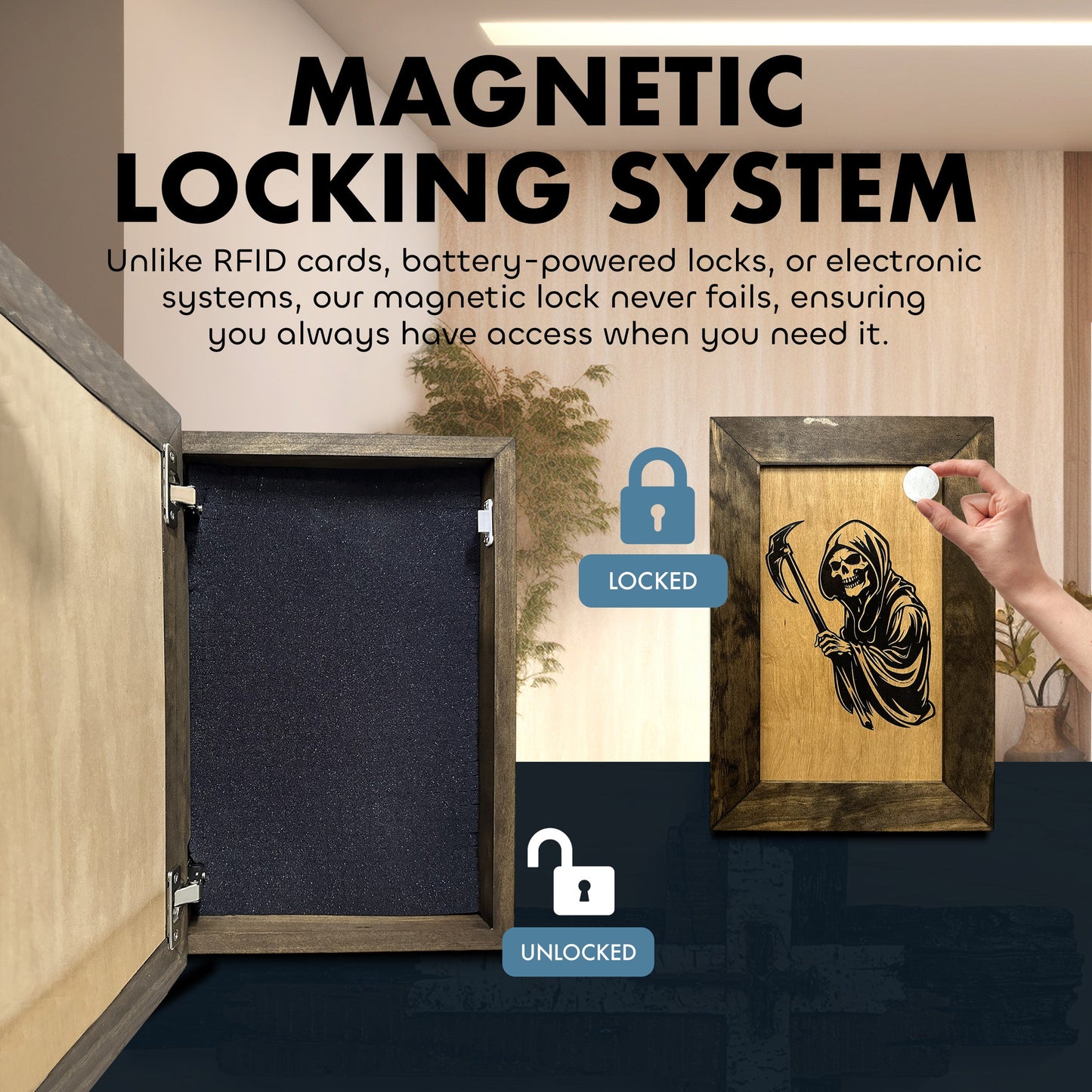 Bellewood Designs - Hidden Gun Safe With Grim Reaper Design