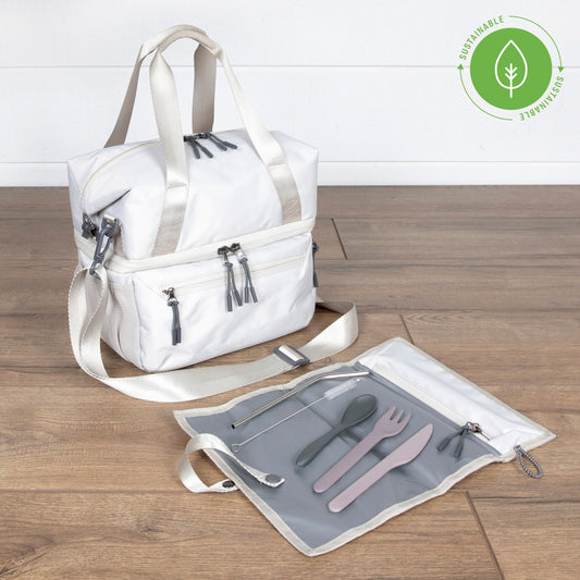 Picnic Time Tarana Recycled Lunch Bag Cooler with Utensils