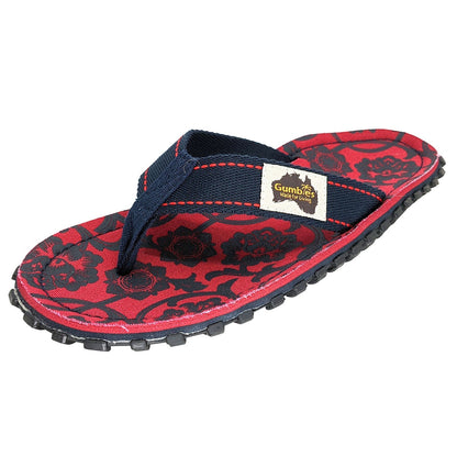 Gumbies Islander Flip-Flops - Men's - Red & Blue Rose - Angler's Pro Tackle & Outdoors