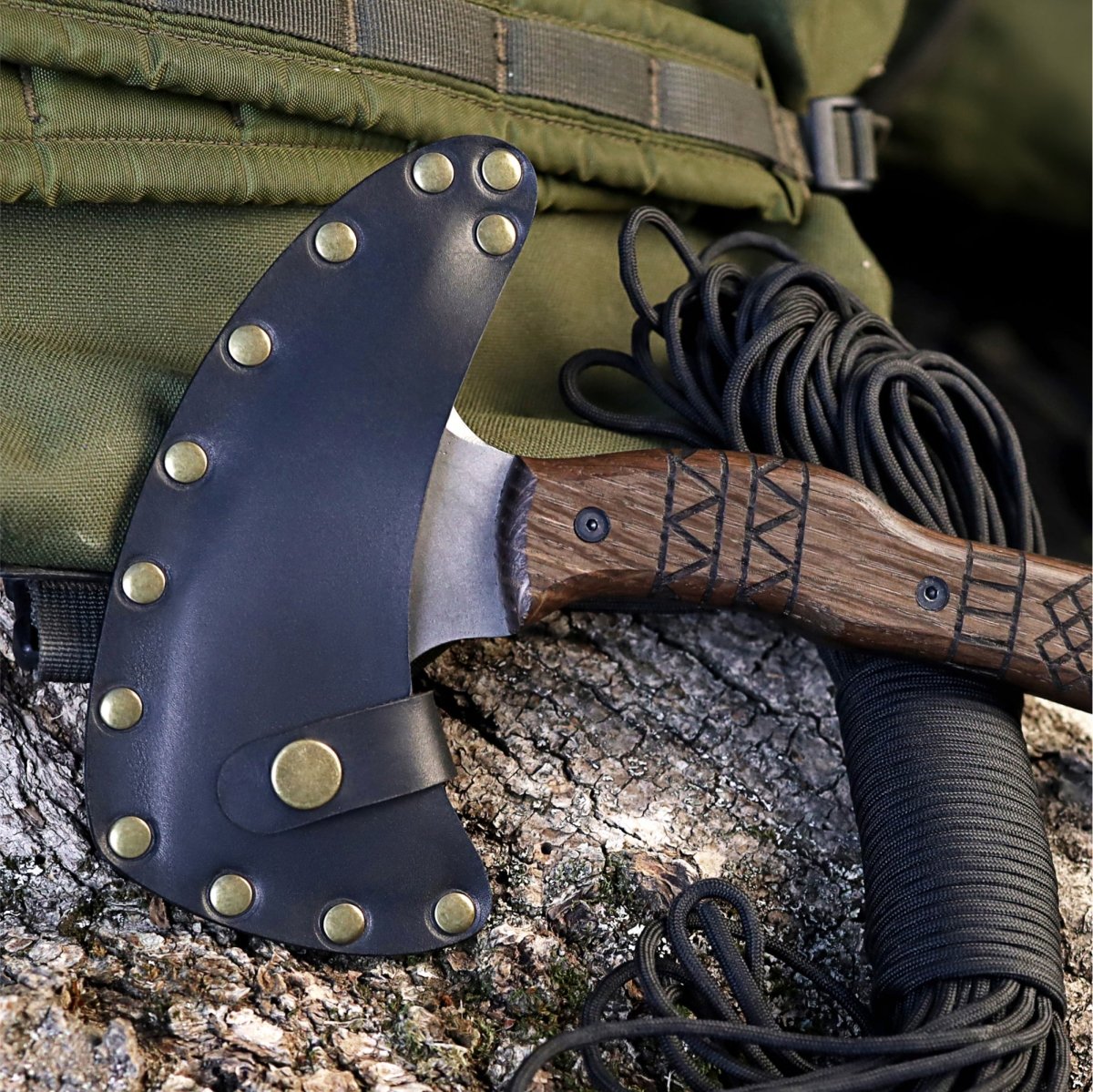 AncientSmithy Handcrafted tomahawk "Takoda" with tribal engraving