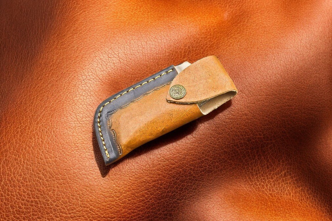 Handmade Damascus Pocket Knife | Bone & Buffalo Horn Handle - Angler's Pro Tackle & Outdoors