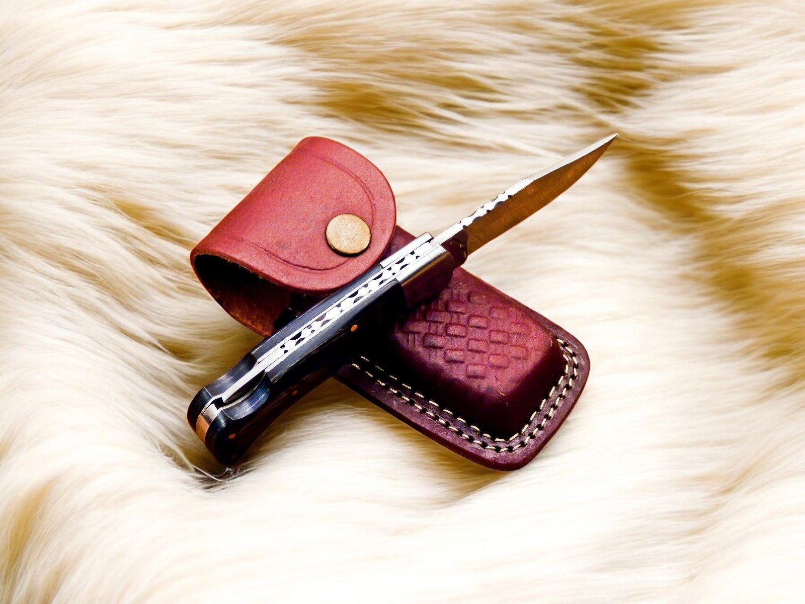 Handmade Stainless Steel Pocket Knife with Exotic Wood - Angler's Pro Tackle & Outdoors