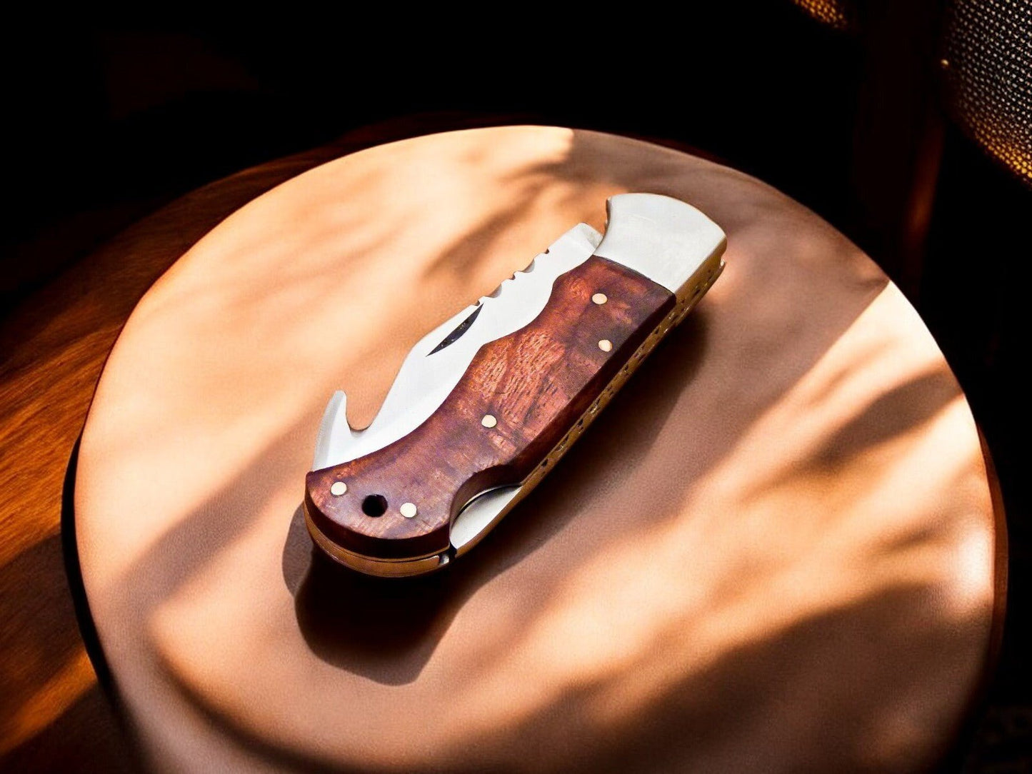 Handmade Stainless Steel Pocket Knife with Rosewood Handle - Angler's Pro Tackle & Outdoors