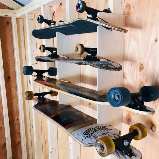 HANGTHIS Up - Skateboard Organizer 26" (holds 4) Shed organization, sporting goods, yard shed, outdoor storage - Angler's Pro Tackle & Outdoors