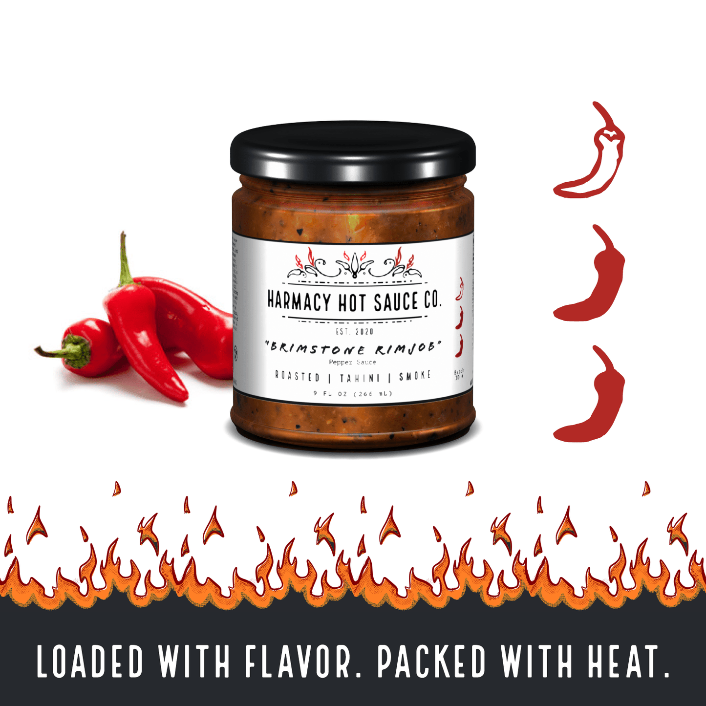 Harmacy Hot Sauce Co. Brimstone Rimjob - Tahini & Roasted Red Pepper Sauce (9oz) - Angler's Pro Tackle & Outdoors