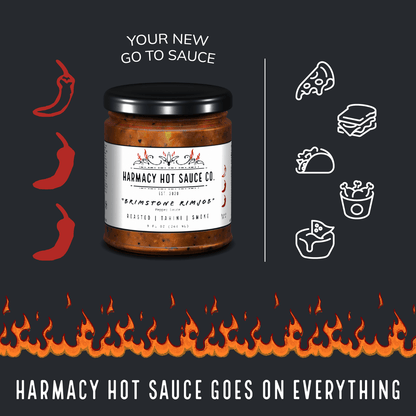Harmacy Hot Sauce Co. Brimstone Rimjob - Tahini & Roasted Red Pepper Sauce (9oz) - Angler's Pro Tackle & Outdoors