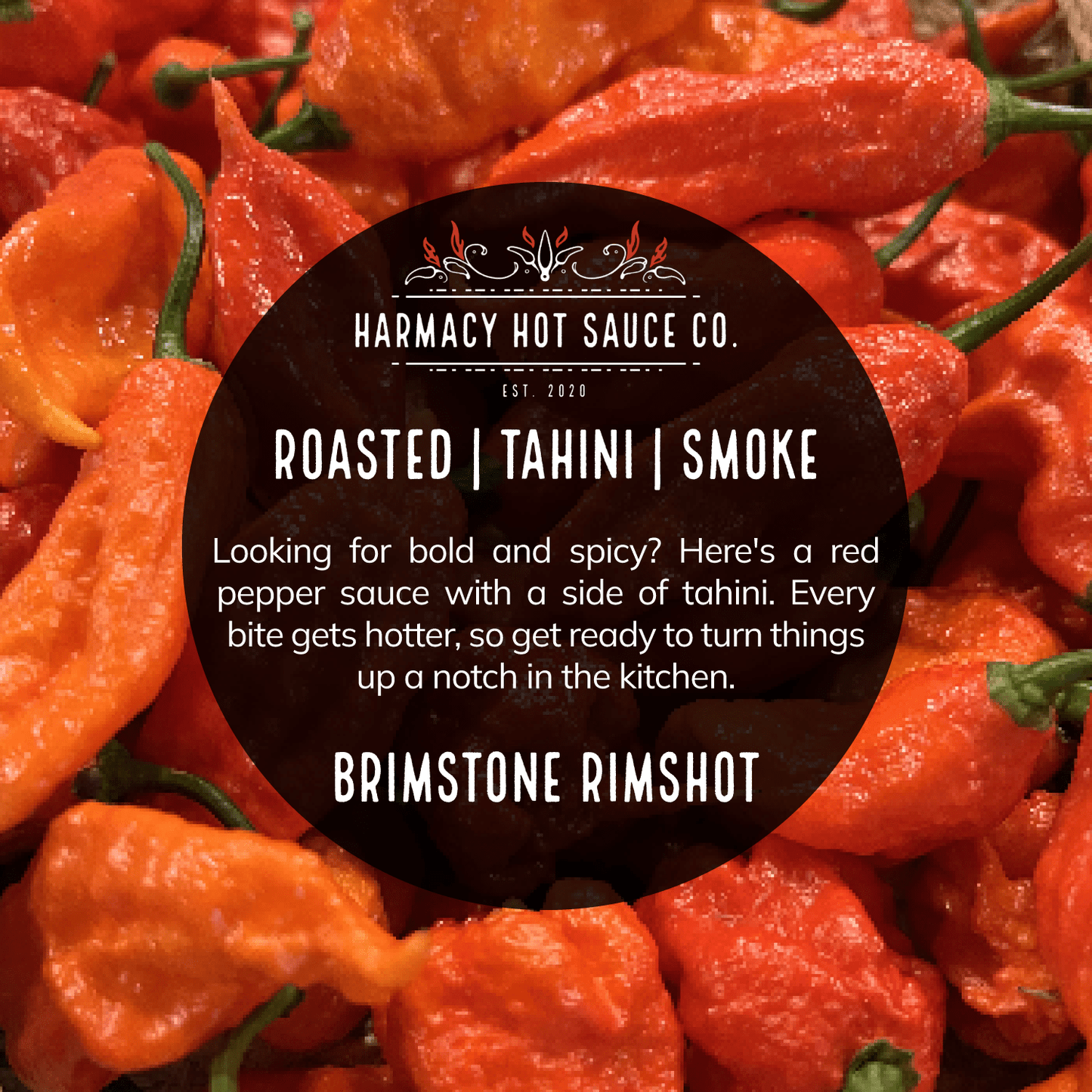 Harmacy Hot Sauce Co. Brimstone Rimshot - Extra Hot Tahini & Roasted Red Pepper Sauce (9oz) - Angler's Pro Tackle & Outdoors