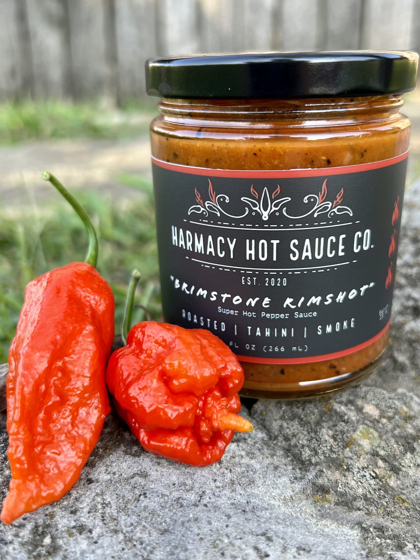 Harmacy Hot Sauce Co. Brimstone Rimshot - Extra Hot Tahini & Roasted Red Pepper Sauce (9oz) - Angler's Pro Tackle & Outdoors