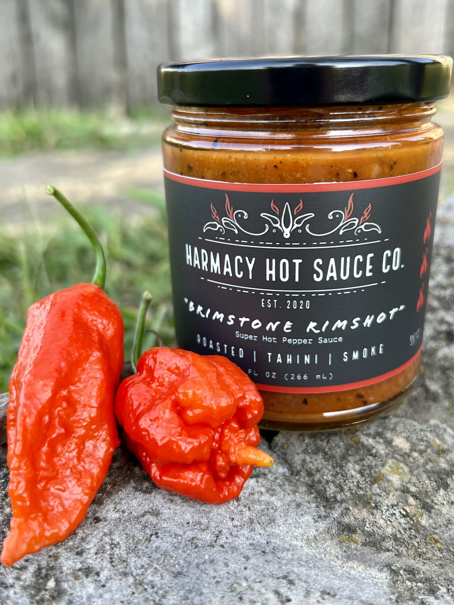 Harmacy Hot Sauce Co. Brimstone Rimshot - Extra Hot Tahini & Roasted Red Pepper Sauce (9oz) - Angler's Pro Tackle & Outdoors