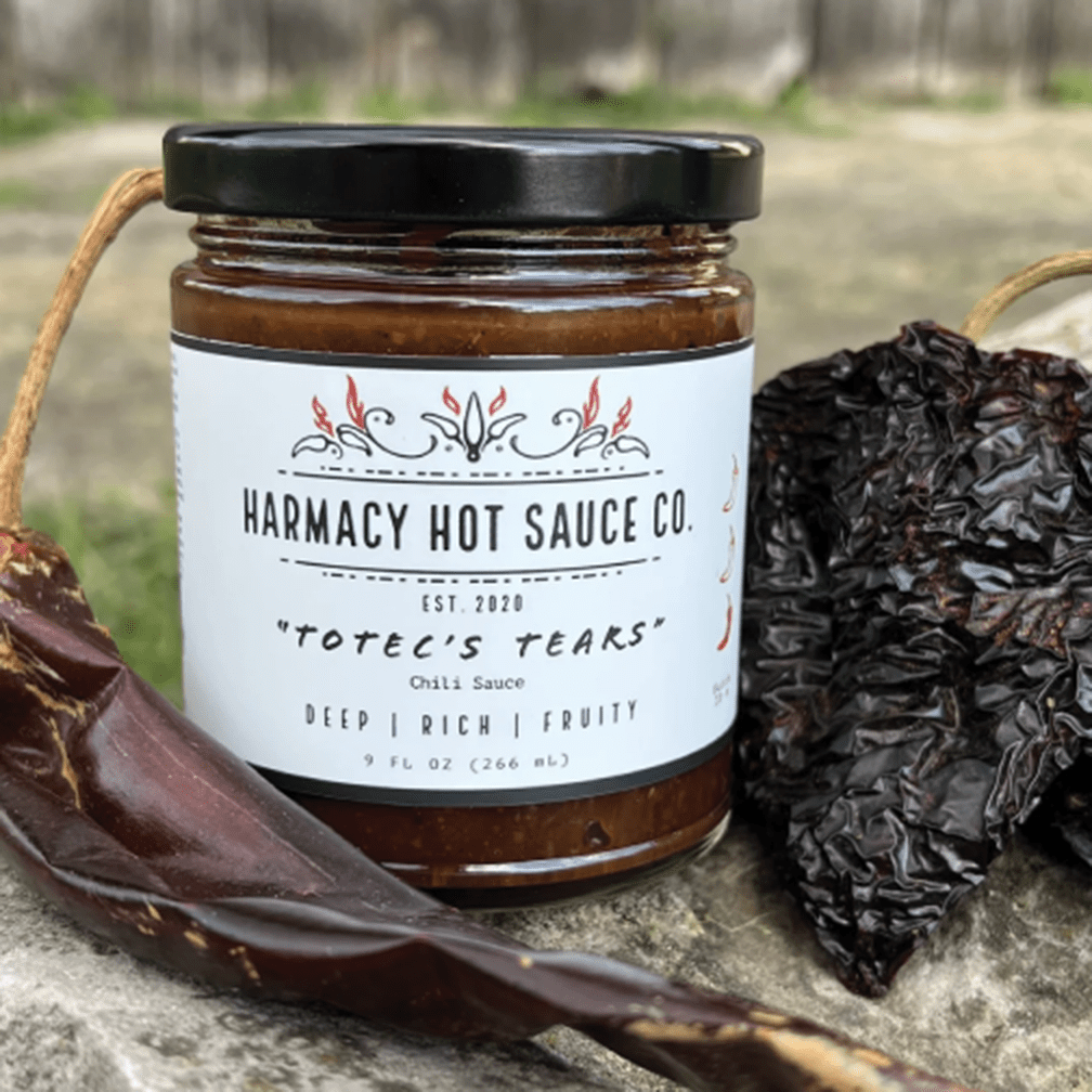 Harmacy Hot Sauce Co. Totec's Tears - Dried Chili & Plum Pepper Sauce (9oz) - Angler's Pro Tackle & Outdoors