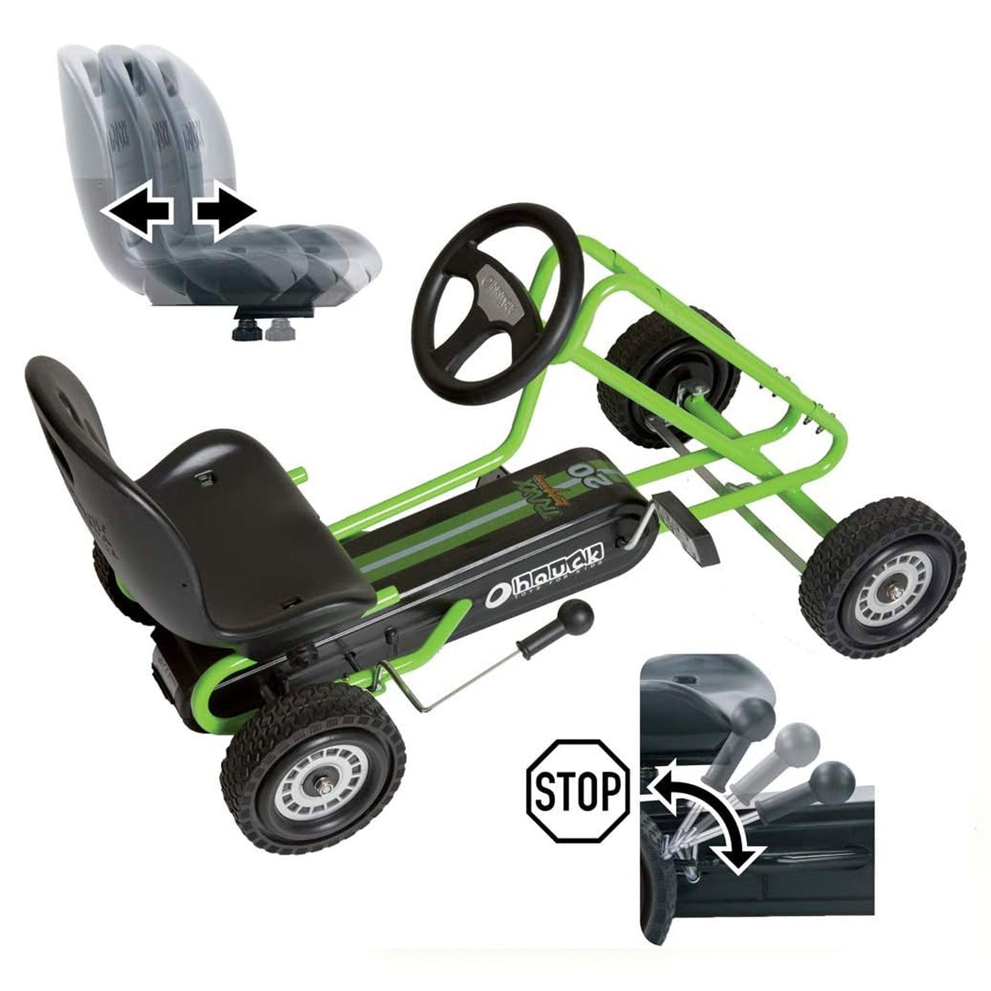 Hauck Lightning Ergonomic Pedal Ride On Go Kart Toys for Boys and Girls, Green - Angler's Pro Tackle & Outdoors