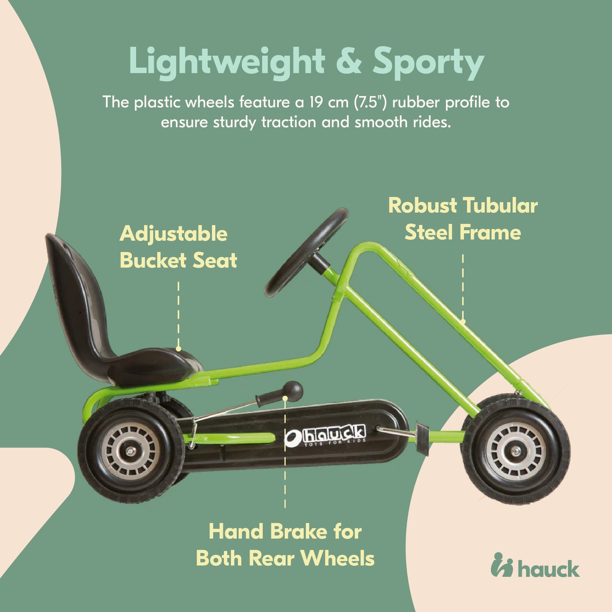 Hauck Lightning Ergonomic Pedal Ride On Go Kart Toys for Boys and Girls, Green - Angler's Pro Tackle & Outdoors