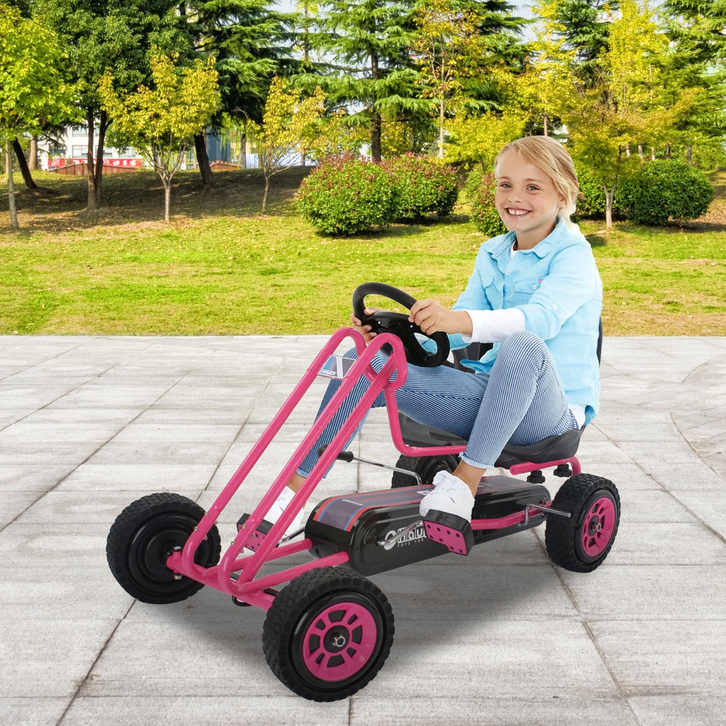 Hauck Lightning Ergonomic Pedal Ride On Go Kart Toys for Boys and Girls, Pink - Angler's Pro Tackle & Outdoors