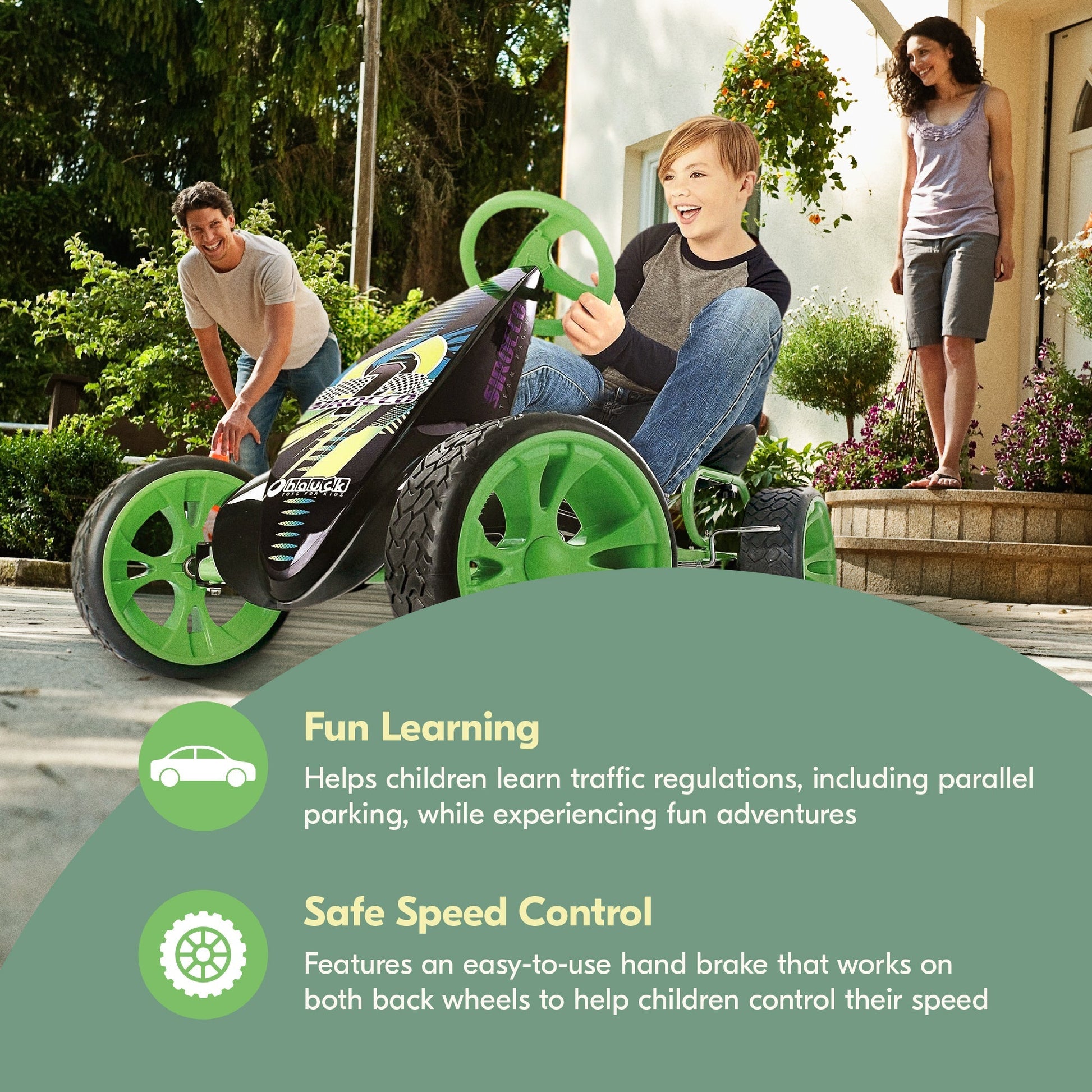 Hauck Sirocco Racing Clutch Free Go Kart with Low Profile Rubber Tires, Green - Angler's Pro Tackle & Outdoors