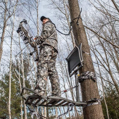 Hawk Helium Kickback Hang On Tree Stand w/Footrest & Set of 3 Climbing Sticks - Angler's Pro Tackle & Outdoors