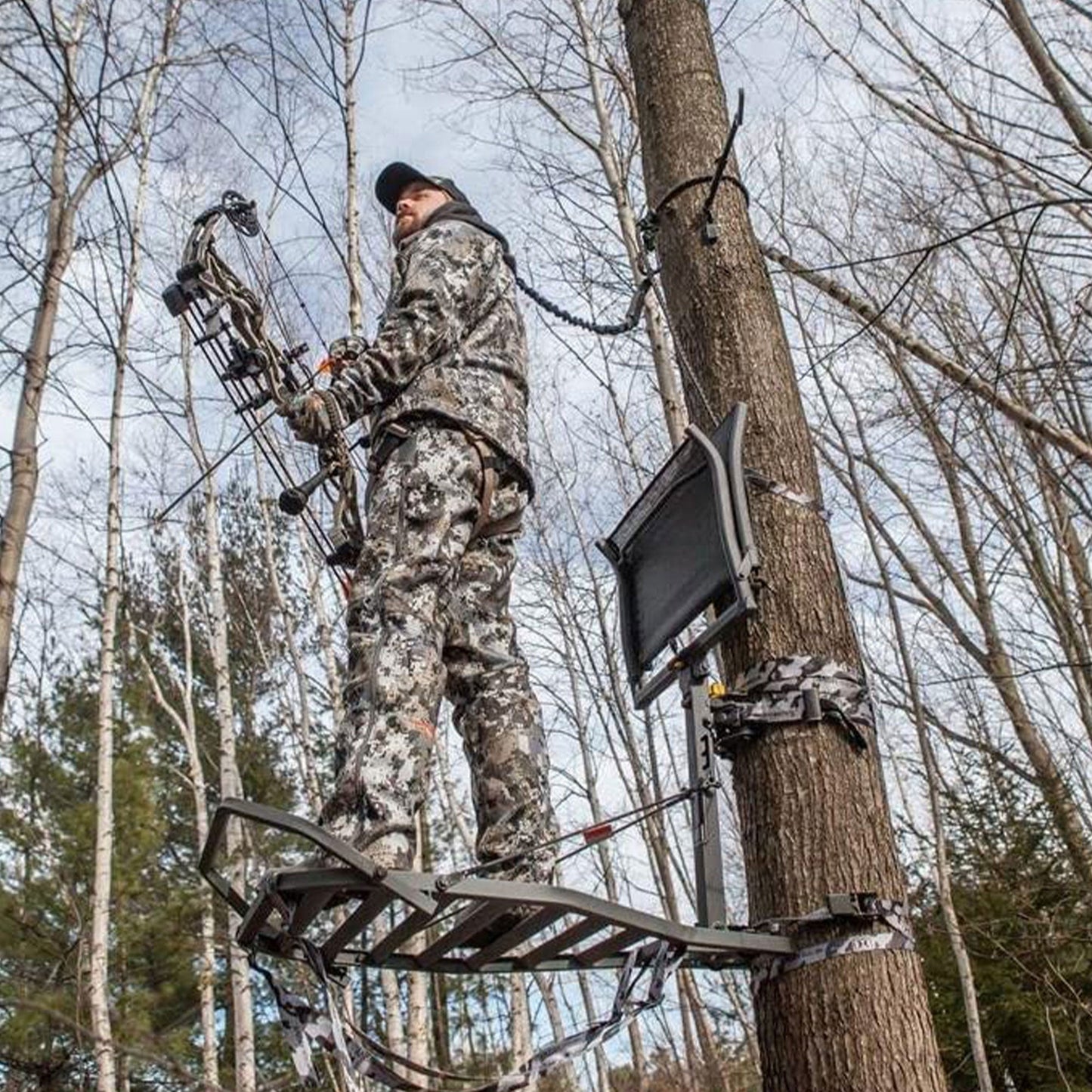 Hawk Helium Kickback LVL Steel Hang - On Tree Stand w/ Leg Extension Footrest - Angler's Pro Tackle & Outdoors