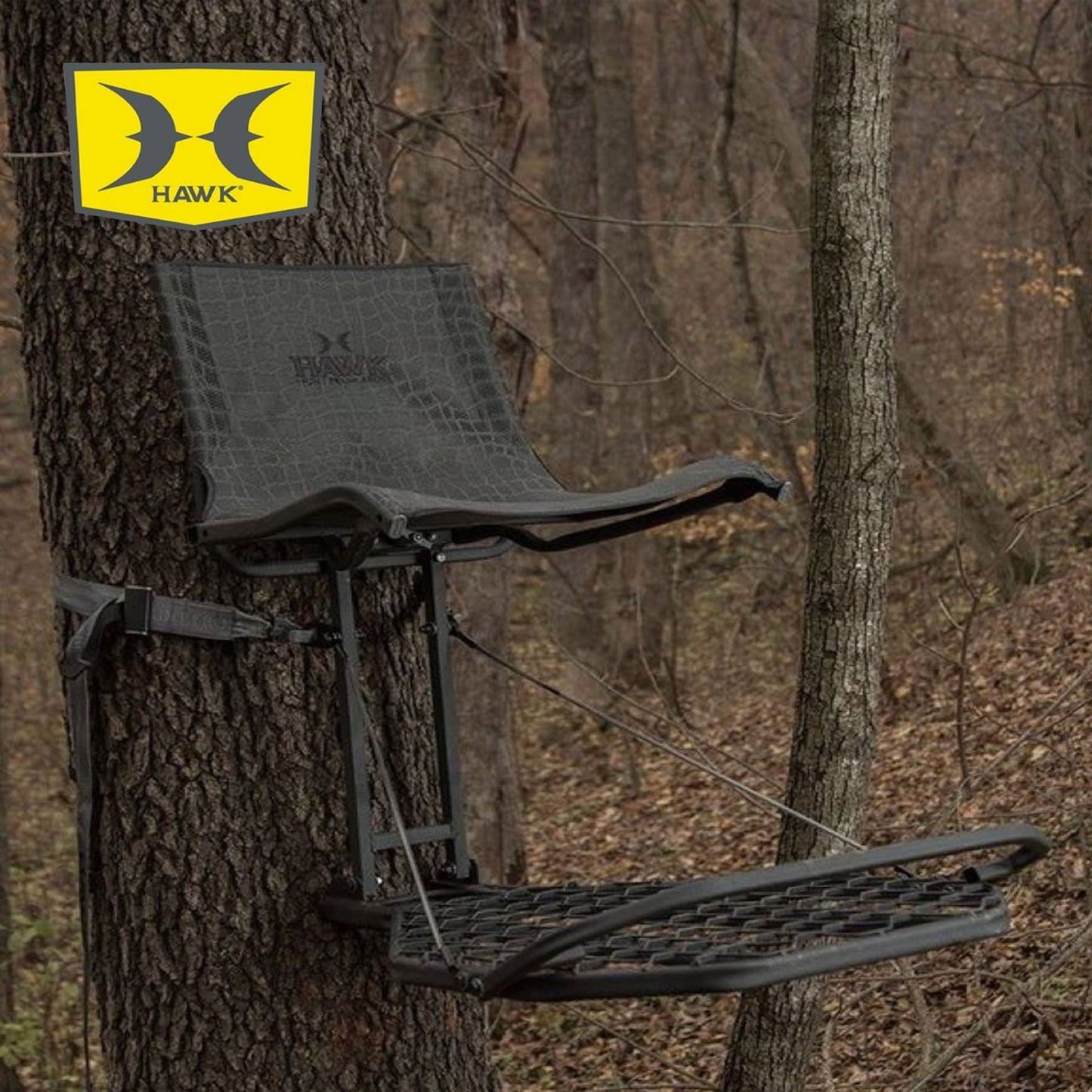 Hawk Kickback LVL Hang On Tree Stand with Footrest & Set of 3 Climbing Sticks - Angler's Pro Tackle & Outdoors