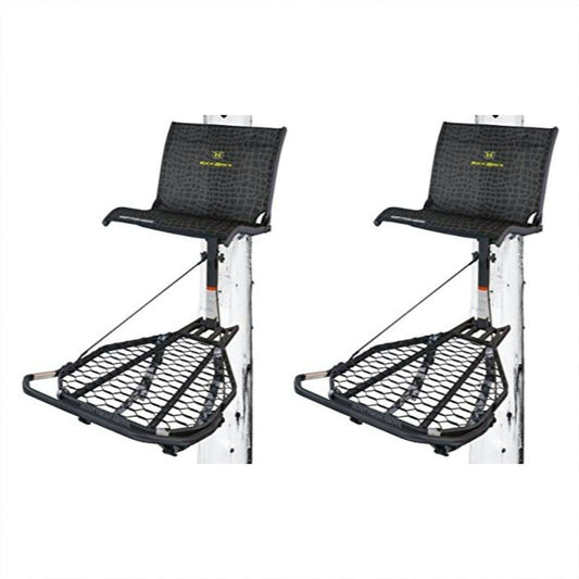 Hawk Kickback LVL Hang - On Tree Stand with Leg Extension Footrest, Black (2 Pack) - Angler's Pro Tackle & Outdoors