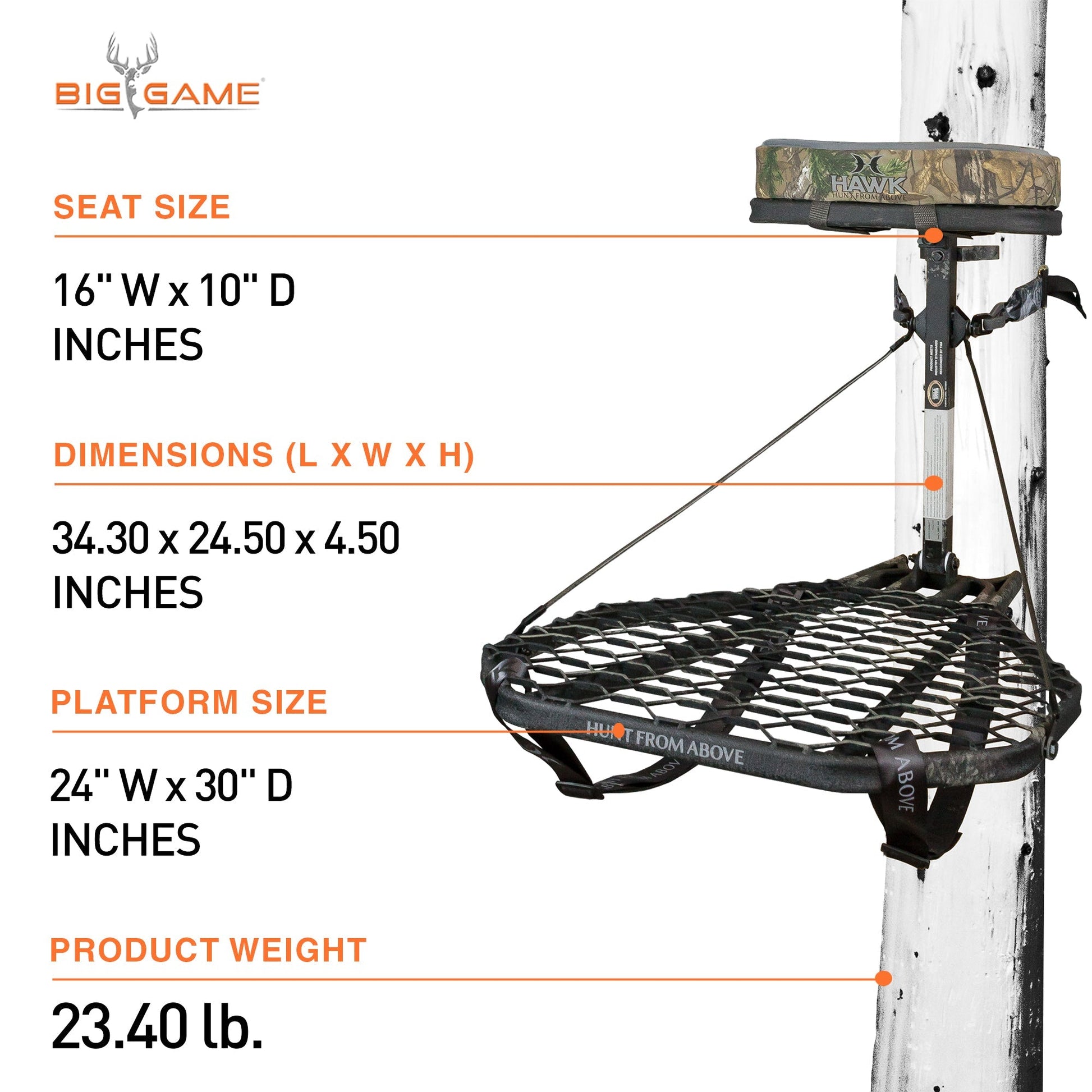 Hawk Mega Combat Hang On Tree Stand, Steel Hunting Deer Platform System, Black - Angler's Pro Tackle & Outdoors