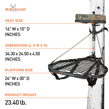 Hawk Mega Combat Hang On Tree Stand, Steel Hunting Deer Platform System, Black - Angler's Pro Tackle & Outdoors