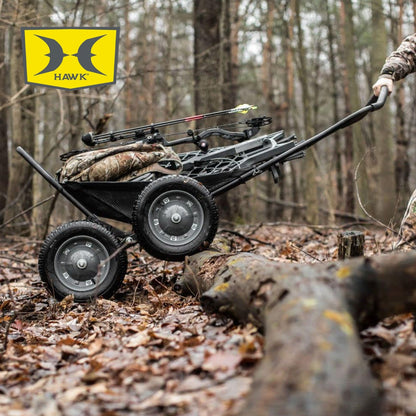 Hawk Crawler 500lb Capacity Foldable Multi Use Deer Game Recovery Cart, Black