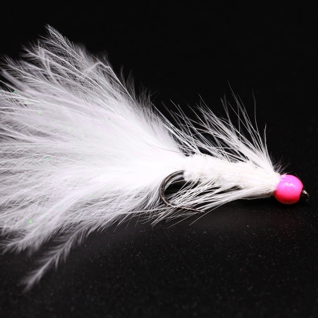 HazyFly White Crystal Bugger Pink Head - Angler's Pro Tackle & Outdoors