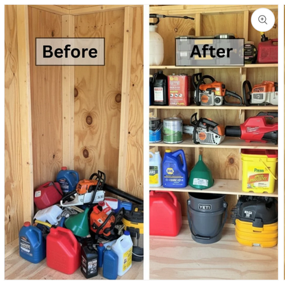 HangThis Up - Shed Shelf Bracket Kit - 10-12" (sold in pairs) Shed Organization System, Shed Organizer, Yard Tool Rack
