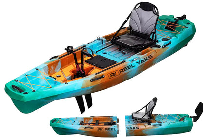 ReelYaks 10ft Radar Modular Fin Drive Pedal Fishing Kayak | 430lbs Capacity | 2 Piece