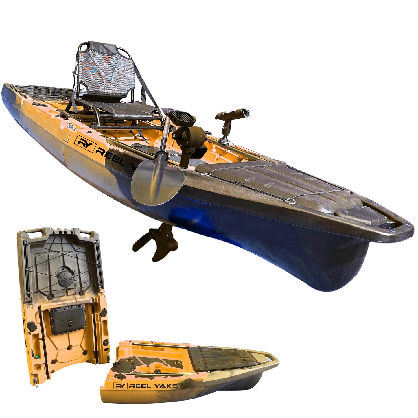 ReelYaks 10ft Recon Modular Prop Drive Pedal Fishing Kayak | 430lbs Capacity | 2 Piece