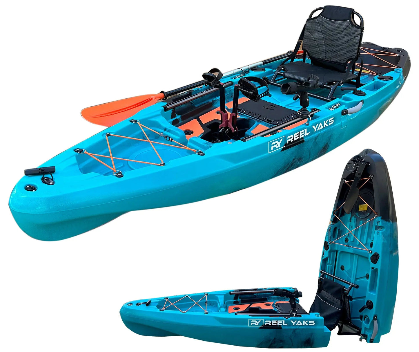 ReelYaks 10.8ft Rapido Modular Propeller Drive Pedal Fishing Kayak | 440lbs Capacity | 2 Piece