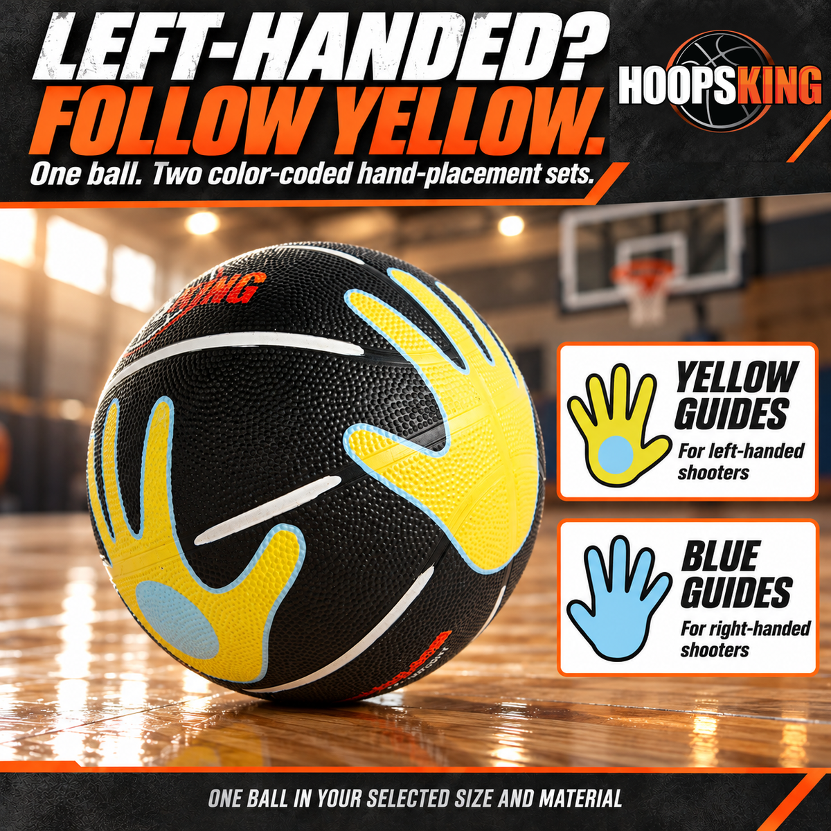 HoopsKing Hands on Shooter Basketball w- Hand Placement