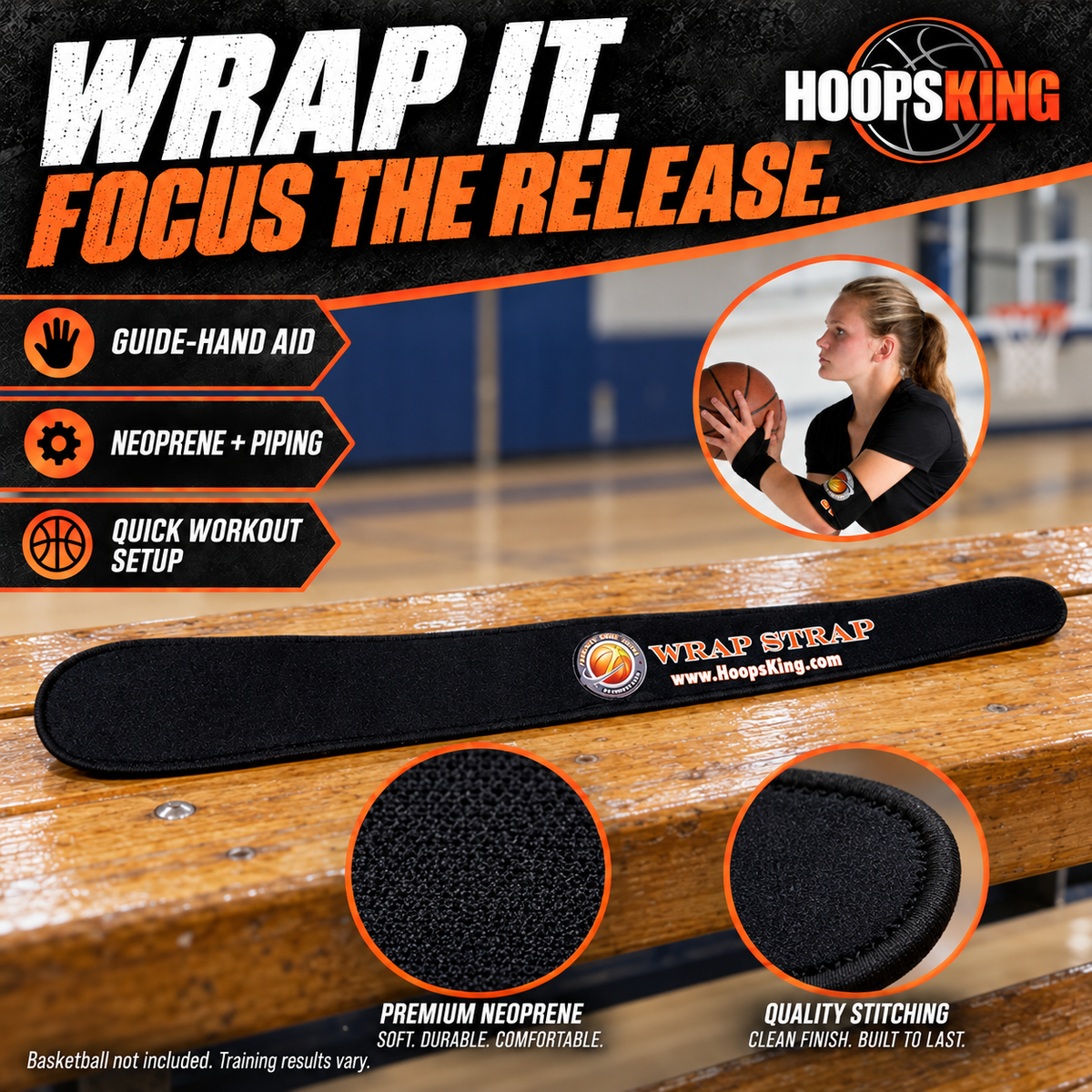 HoopsKing Wrap Strap (Off Hand) | Basketball Shooting Aid