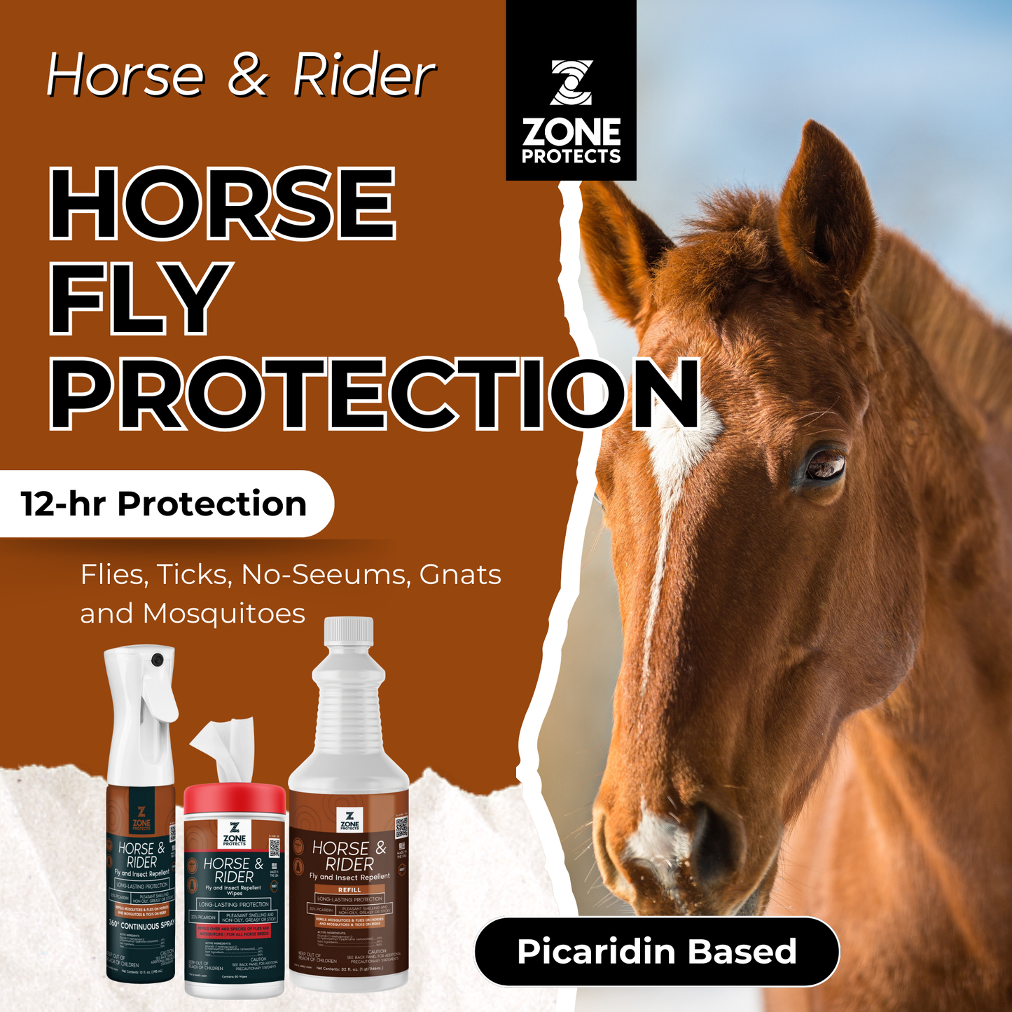 Zone Protects Horse & Rider Fly/Insect Repellent Starter Pack