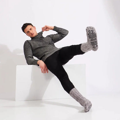 GoWith Men's Merino Crew Non-Slip Grip Cabin & Christmas Socks
