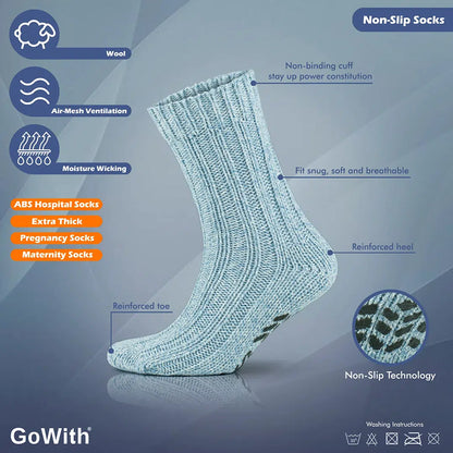 GoWith Women's Merino Crew Non-Slip Grip Cabin & Christmas Socks
