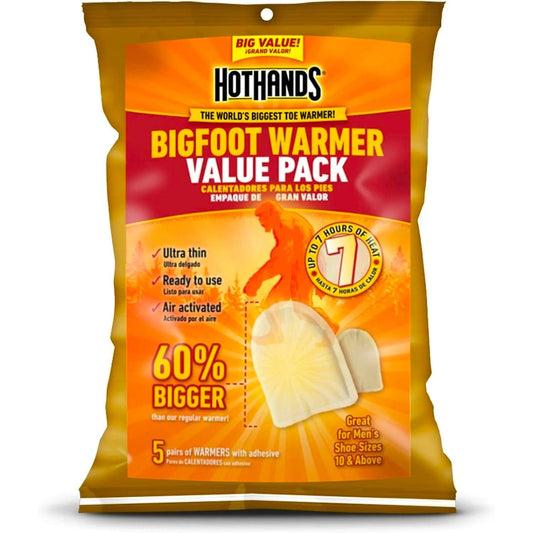 TRAPSKI HotHands BigFoot Warmers - Long Lasting Safe Natural Odorless Air Activated Warmers - Up to 7 Hours of Heat - 5 Pair Pack